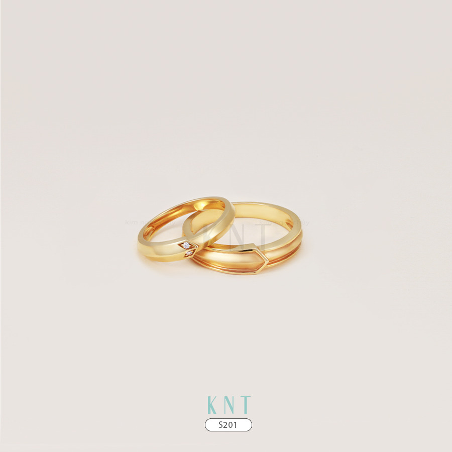 Nhẫn cưới S201 thiết kế hình khối độc đáo