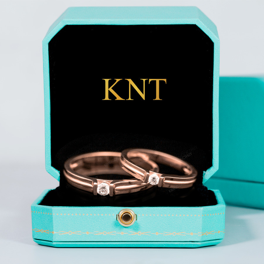 Nhẫn cưới F302 màu vàng hồng cá tính và lạ mắt