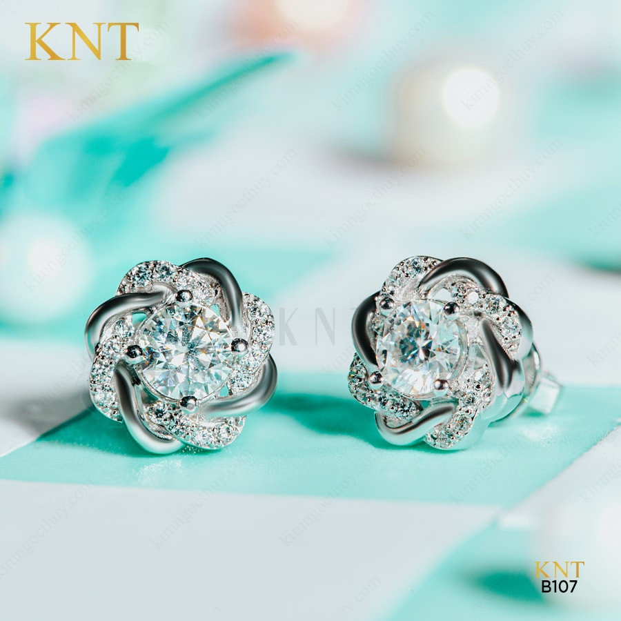Bông tai cưới B107 chất liệu vàng 10K/14K thiết kế bắt mắt, mềm mại