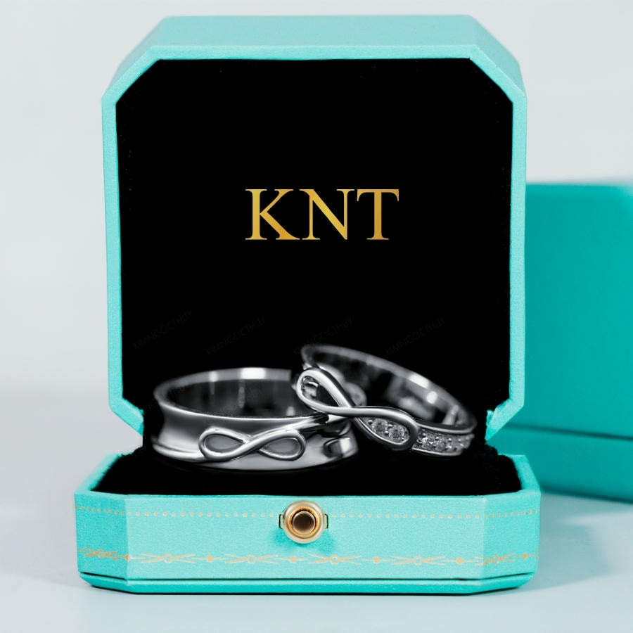 nhẫn cưới A171 Kim Ngọc Thủy - Dấu vô cực, tình yêu trọn đời. Tùy chọn vàng, đá quý