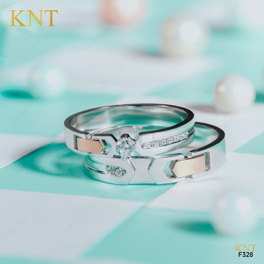 Nhẫn cưới F328 chất liệu vàng 10K/14K/607/18K