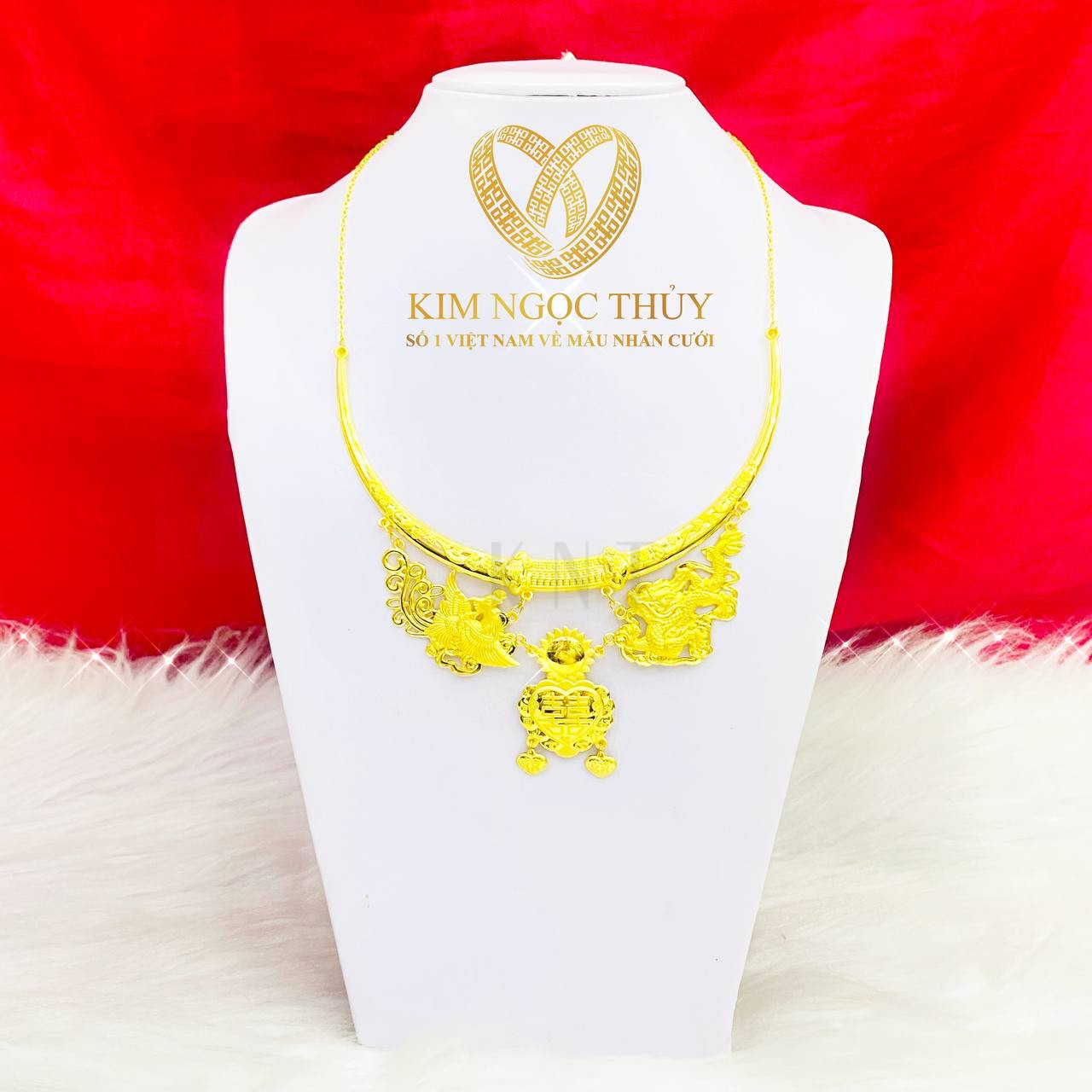 Dây chuyền kiểng cổ heo long phụng vàng 24K sang trọng, đẳng cấp