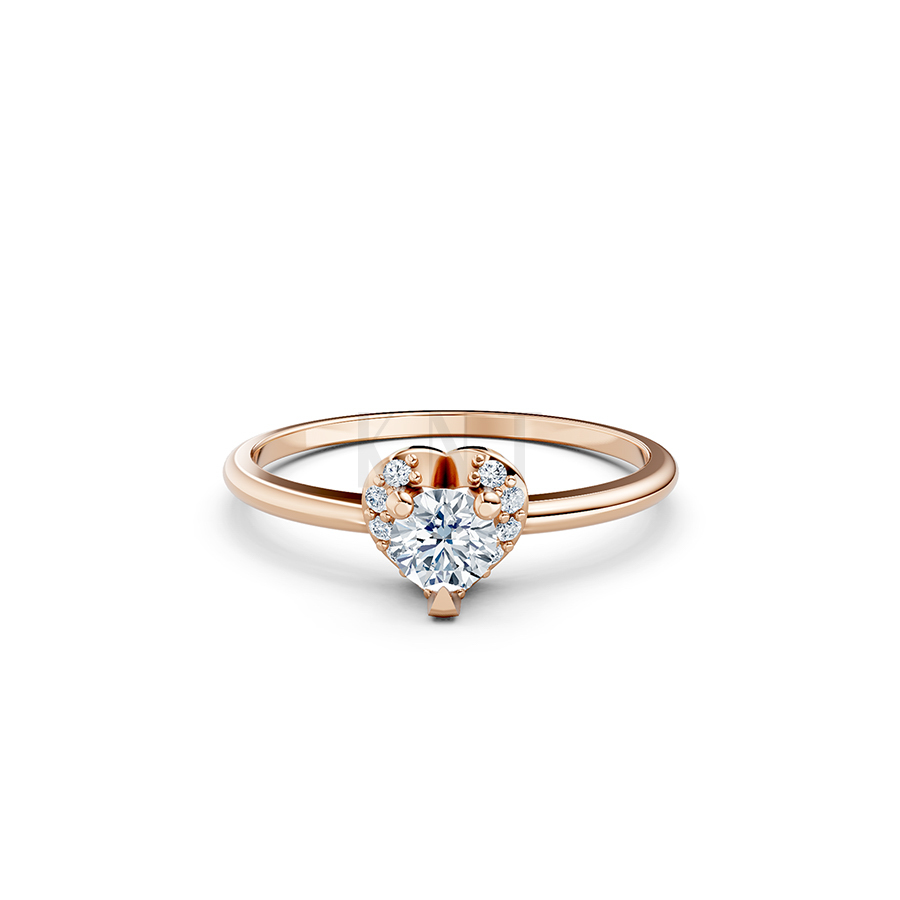 Nhẫn đính hôn R453 màu vàng hồng độc đáo