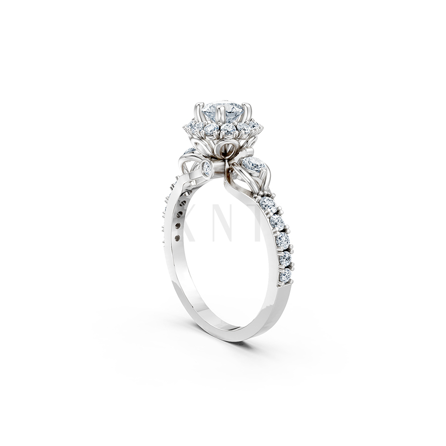 Nhẫn đính hôn R476 bản nhẫn thanh mảnh đính đá tấm tinh tế