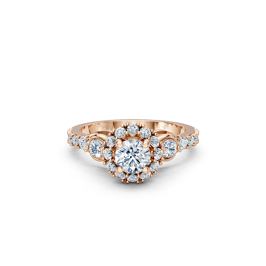 Nhẫn đính hôn R476 màu vàng hồng cá tính