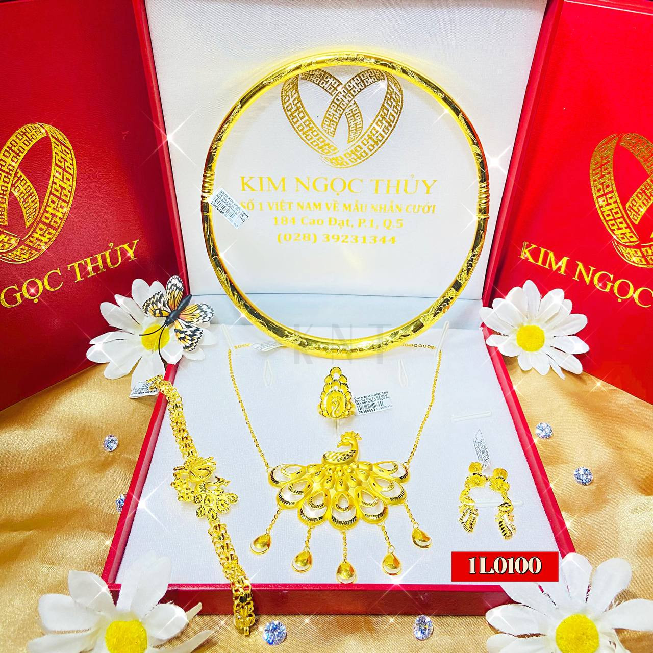 Bộ trang sức, nữ trang cưới 1 lượng vàng 24K cao cấp