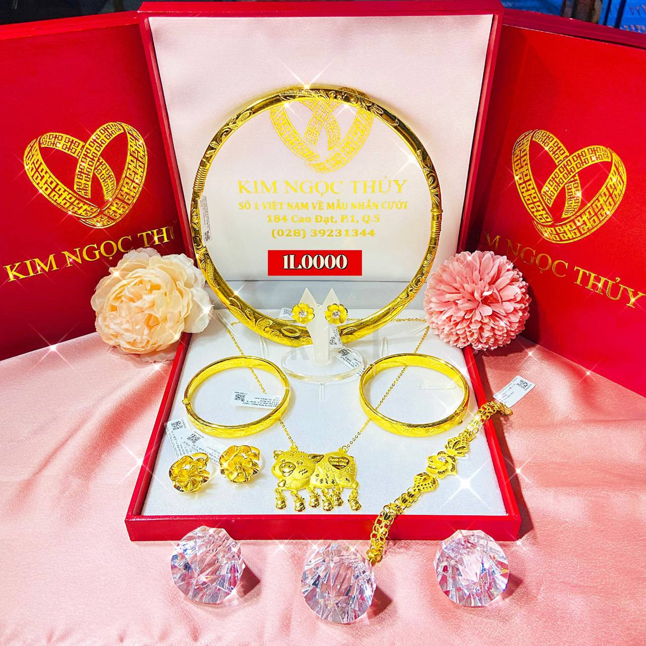Bộ sưu tập trang sức cưới 1 lượng vàng 24K cao cấp, thiết kế tinh xảo