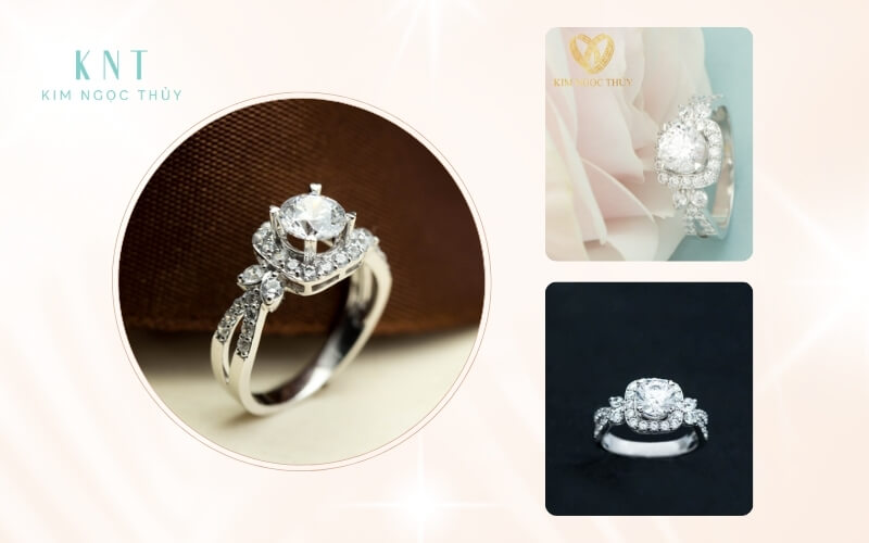 Nhẫn Halo sở hữu một vòng đá nhỏ bao quanh viên đá chủ