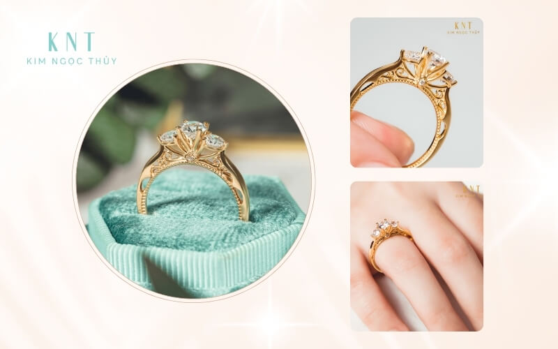 Nhẫn đính hôn Three Stone với ý nghĩa tượng trưng cho quá khứ, hiện tại và tương lai