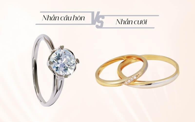 Nhẫn đính hôn chỉ dành cho nữ, nhẫn cưới là cặp nhẫn dành cho cả hai vợ chồng