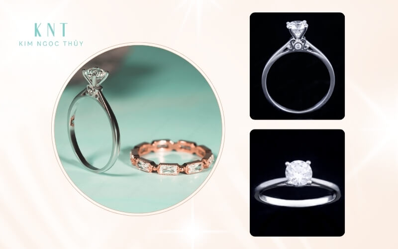 Solitaire: Đây là kiểu nhẫn kinh điển với thiết kế tối giản, chỉ đính một viên đá duy nhất làm chủ đạo