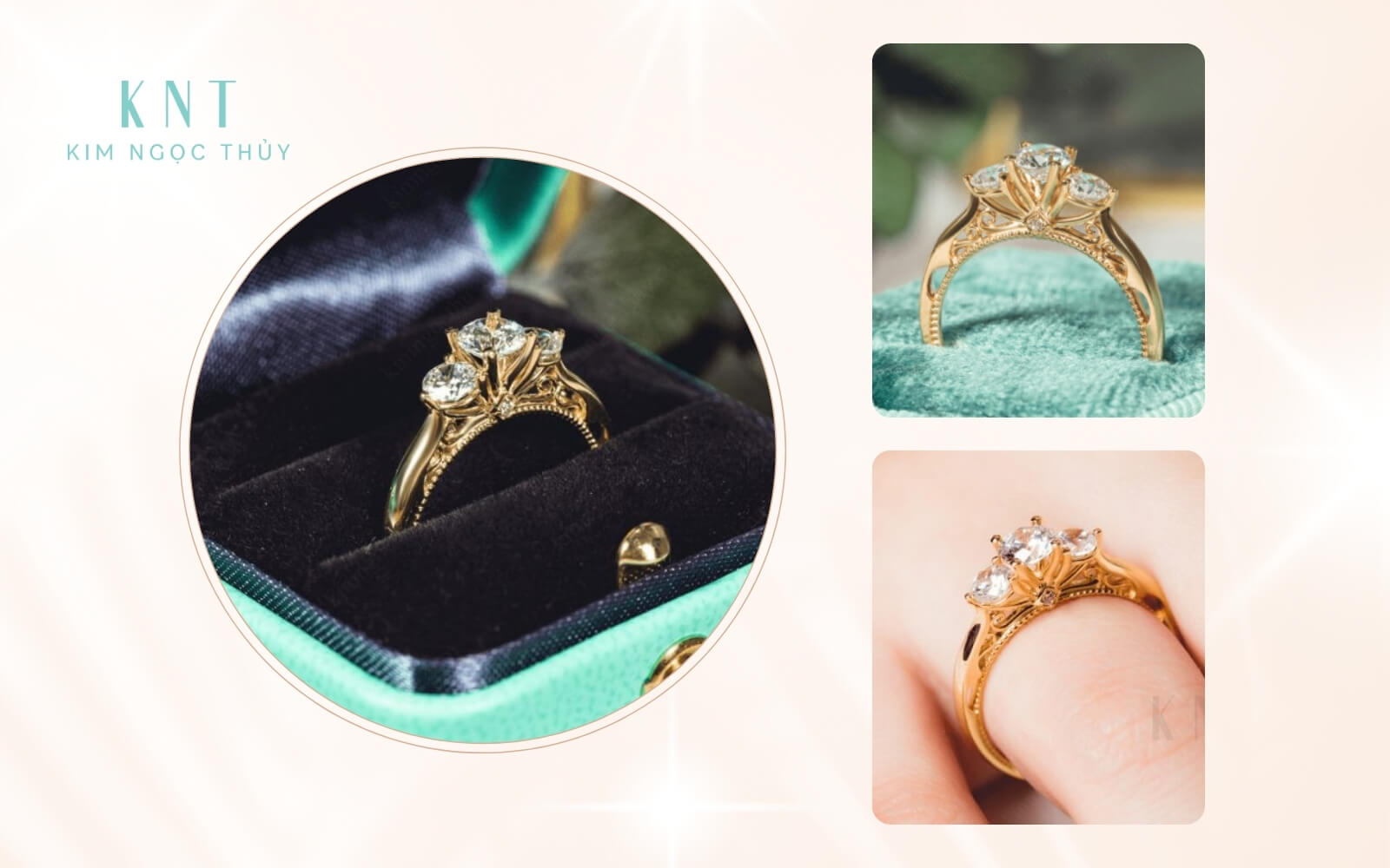 Nhẫn Three Stone mang ý nghĩa đại diện cho quá khứ, hiện tại và tương lai