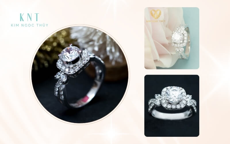 Halo: Vẫn giữ viên đá chủ như Solitaire nhưng được tô điểm thêm bằng một vòng đá nhỏ bao quanh