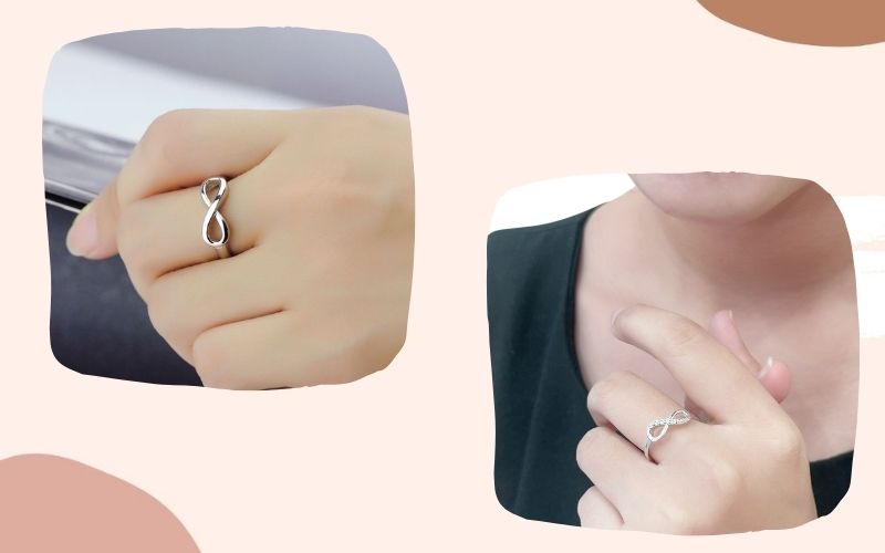 Kiểu dáng nhẫn vô cực cũng rất đa dạng, từ nhẫn trơn đến nhẫn đính đá