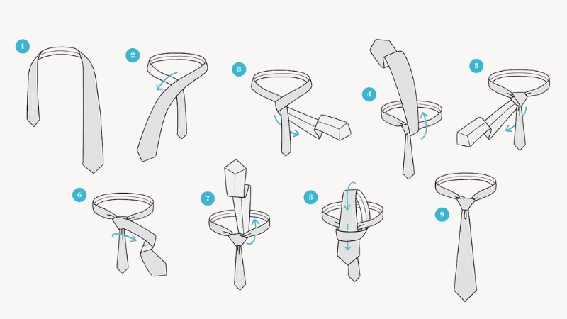 Hình minh họa cách thắt Half-Windsor