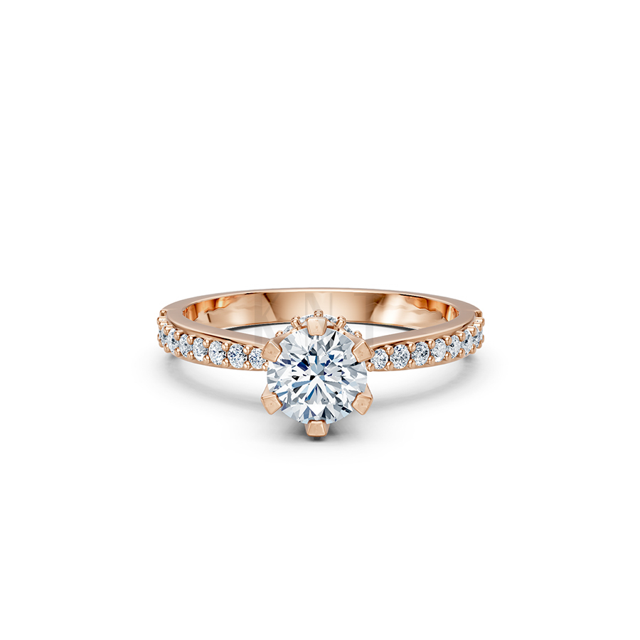 Nhẫn đính hôn R229 vàng hồng nổi bật