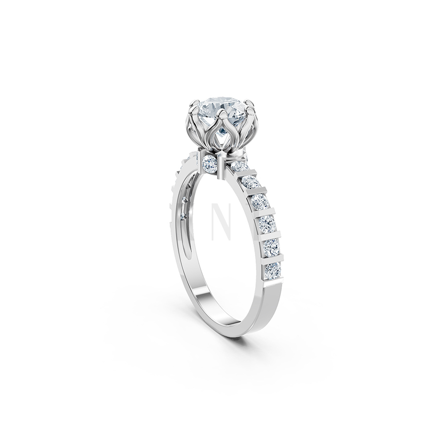 Nhẫn đính hôn R409 thiết kế sang trọng với đá chủ hình hoa