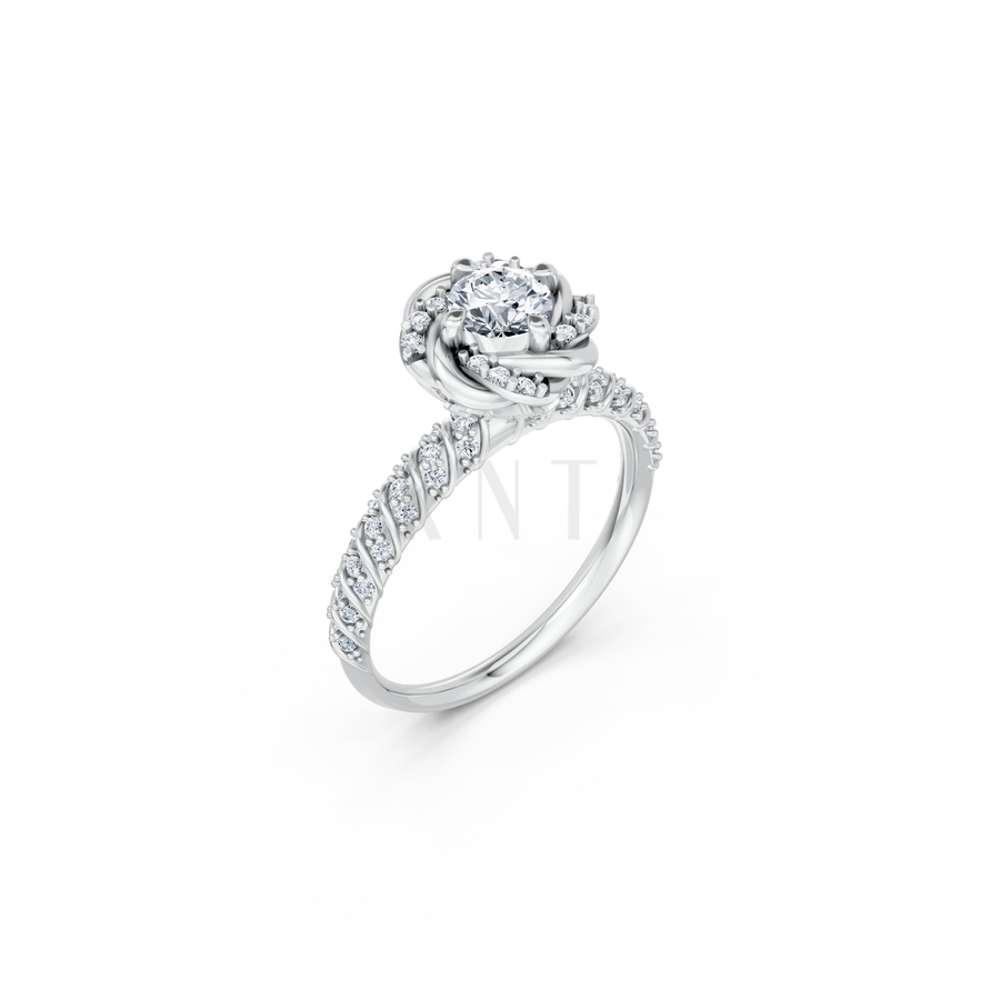 Nhẫn đính hôn R472 màu vàng trắng White Gold kiểu dáng hiện đại, nổi bật