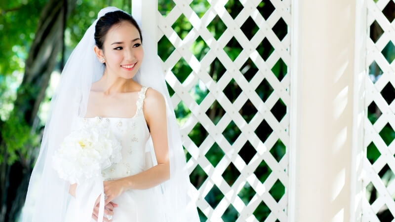 Việc chọn cho mình một khăn voan phù hợp với rất nhiều yếu tố về khuôn mặt, không gian cưới...