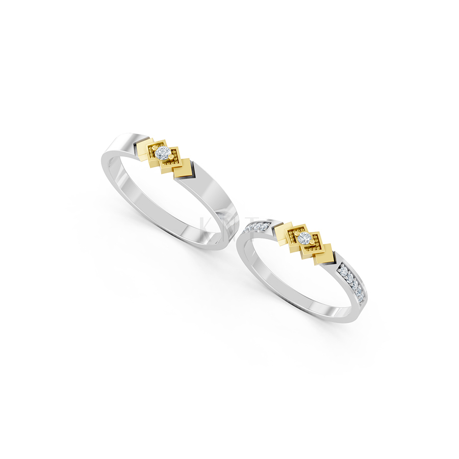 Nhẫn cưới A118 phối màu Dou Color cặp đôi, phong cách trẻ trung, nổi bật