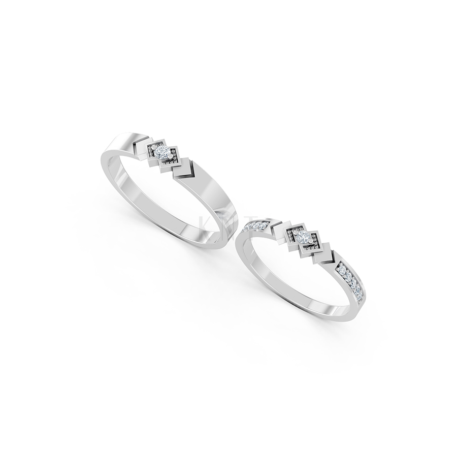 Nhẫn cưới A118 màu vàng trắng White Gold kiểu dáng cá tính, hiện đại