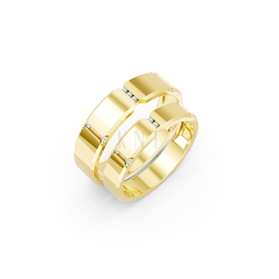 Nhẫn cưới A255 màu Vàng Gold mặt nhẫn chạm khắc, tinh xảo, trẻ trung