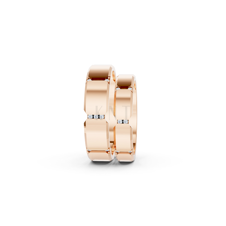 Nhẫn cưới A255 màu vàng hồng Rose Gold cặp đôi, phong cách trẻ trung, nổi bật