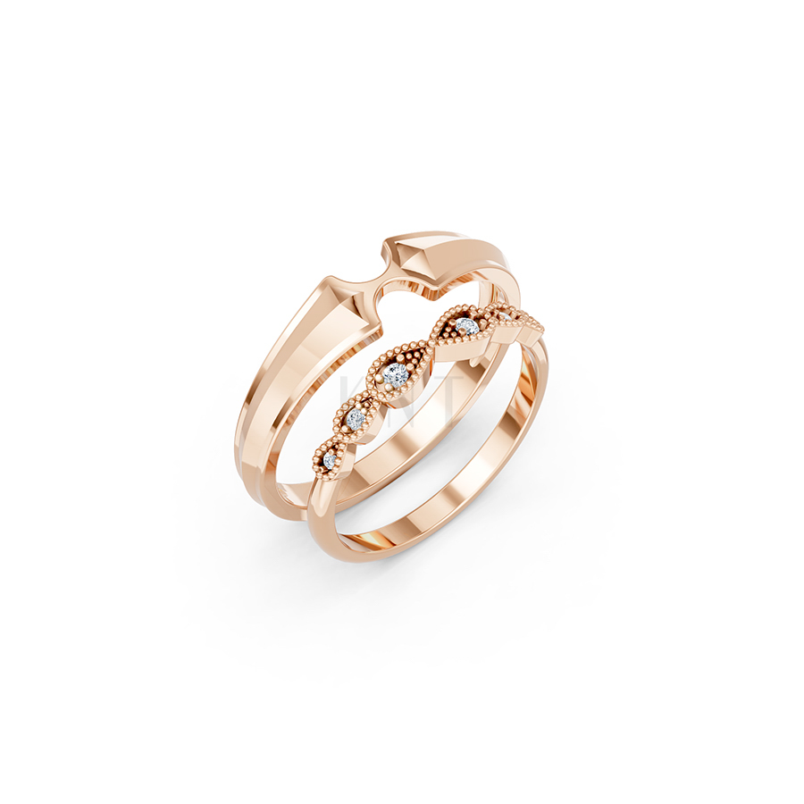 Nhẫn cưới A259 màu vàng hồng Rose Gold họa tiết ấn tượng, cá tính