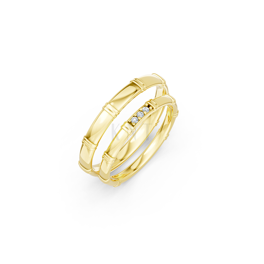 Nhẫn cưới A260 màu Vàng Gold thiết kế độc đáo, sang trọng