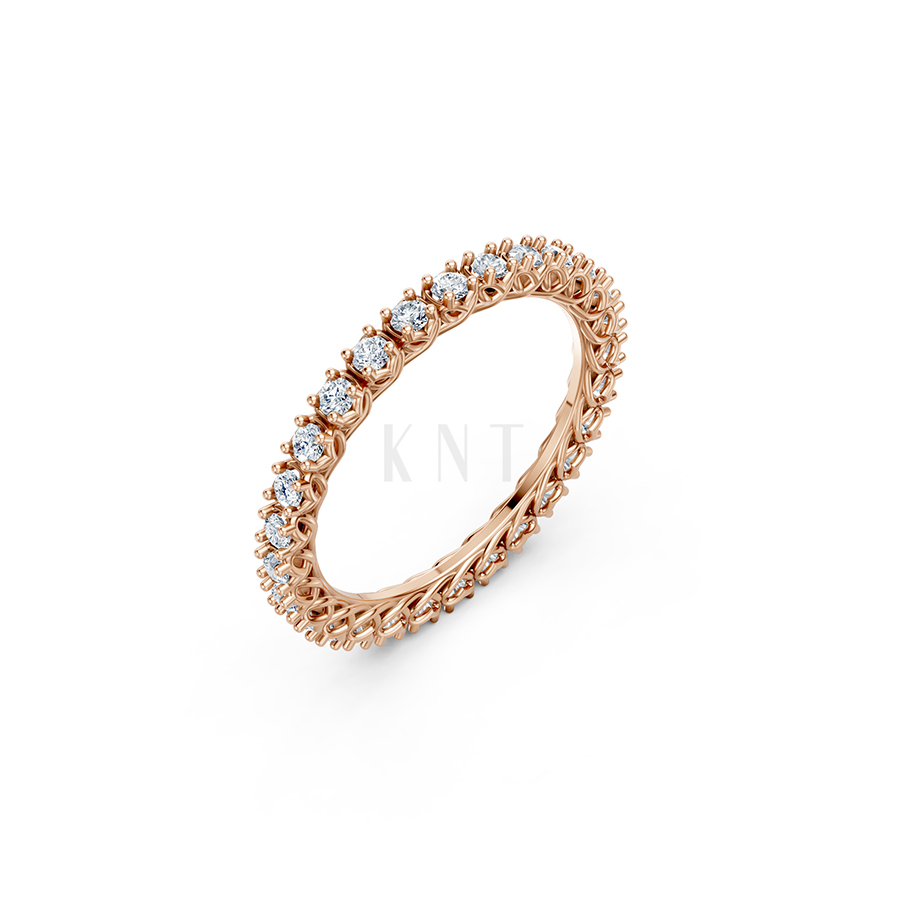 Nhẫn vĩnh cửu VC10 màu vàng hồng Rose Gold họa tiết ấn tượng, cá tính