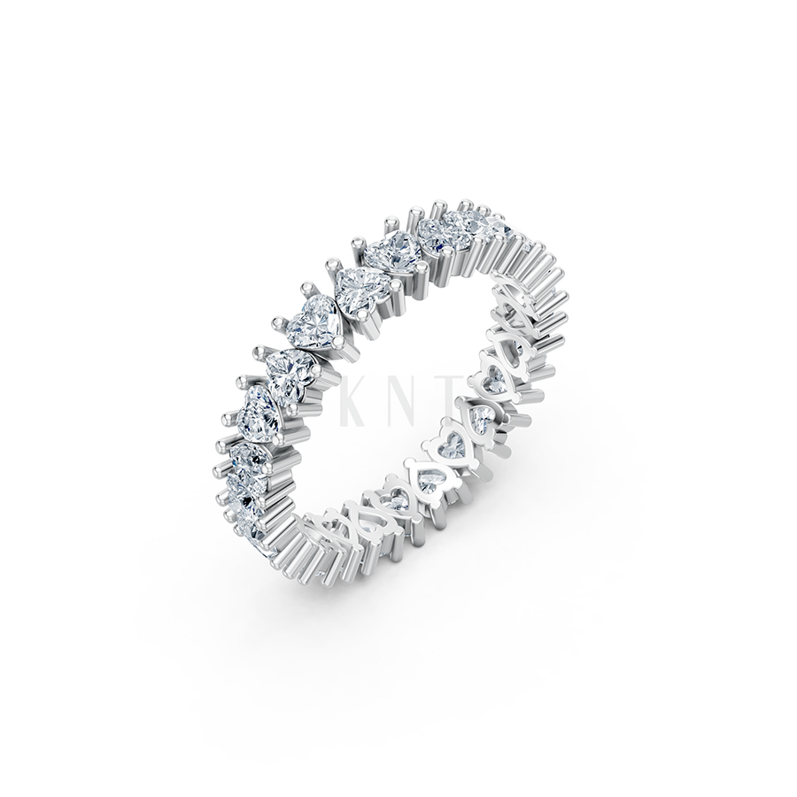 Nhẫn vĩnh cửu VC5 màu vàng trắng White Gold đính đá, kiểu dáng hiện đại, nổi bật