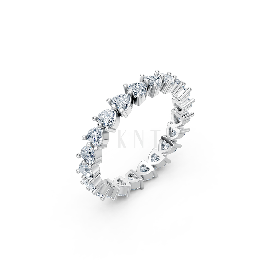 Nhẫn vĩnh cửu VC8 màu vàng trắng White Gold đính đá, kiểu dáng hiện đại, nổi bật