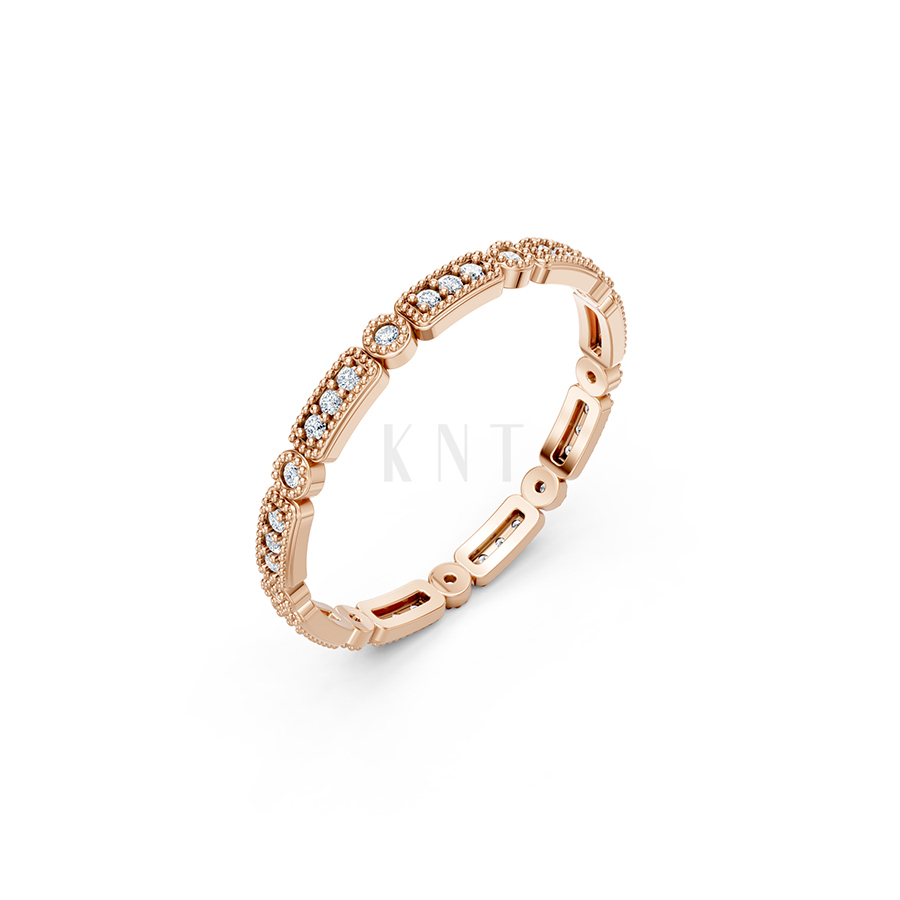 Nhẫn vĩnh cửu VC9 màu vàng hồng Rose Gold họa tiết ấn tượng, cá tính