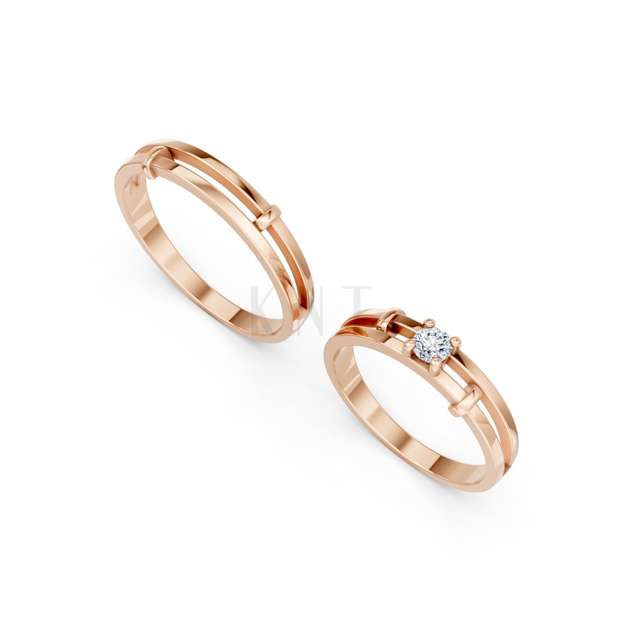 NHẪN CẶP VÀNG CV105 màu vàng hồng Rose Gold vàng đẹp, họa tiết hình học, độc đáo