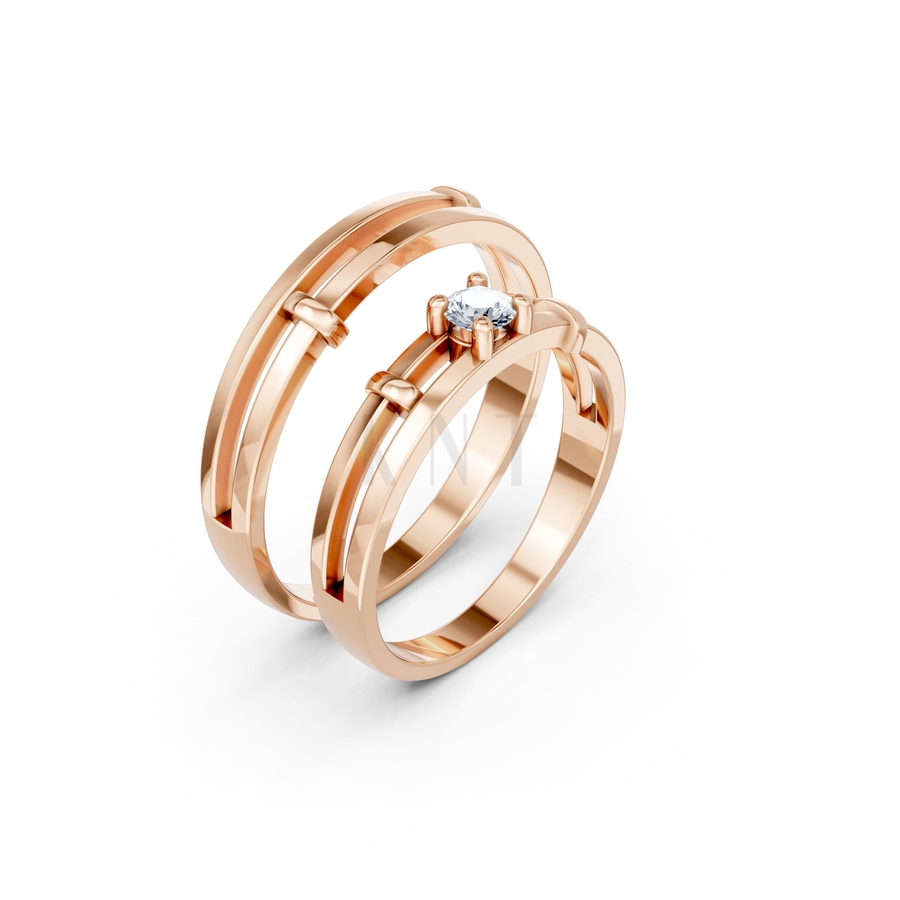 NHẪN CẶP VÀNG CV105 màu vàng hồng Rose Gold họa tiết ấn tượng, cá tính