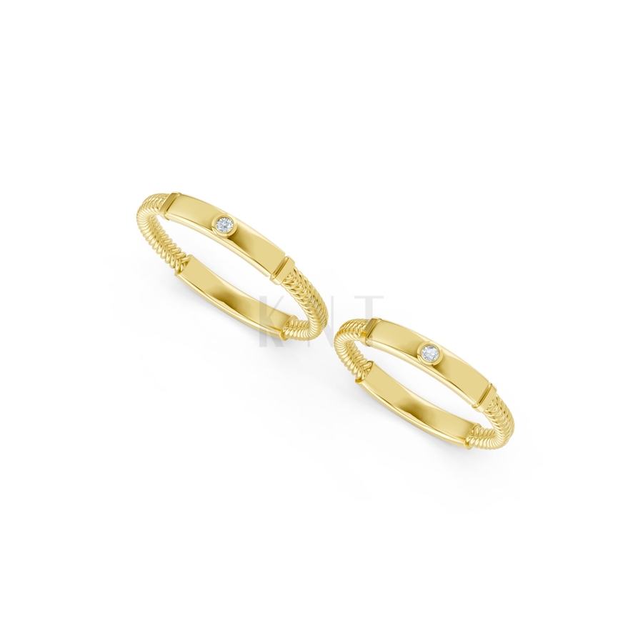 NHẪN CẶP VÀNG CV115 màu Vàng Gold thiết kế phá cách, sang trọng