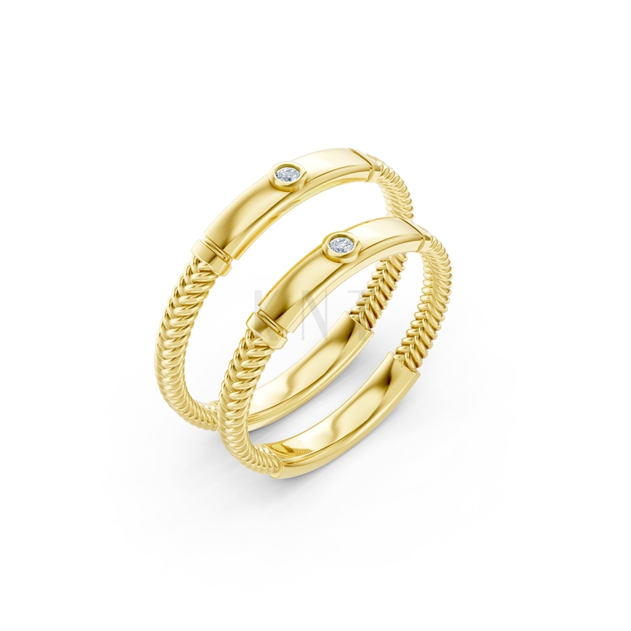 NHẪN CẶP VÀNG CV115 màu Vàng Gold thiết kế tinh tế, sang trọng