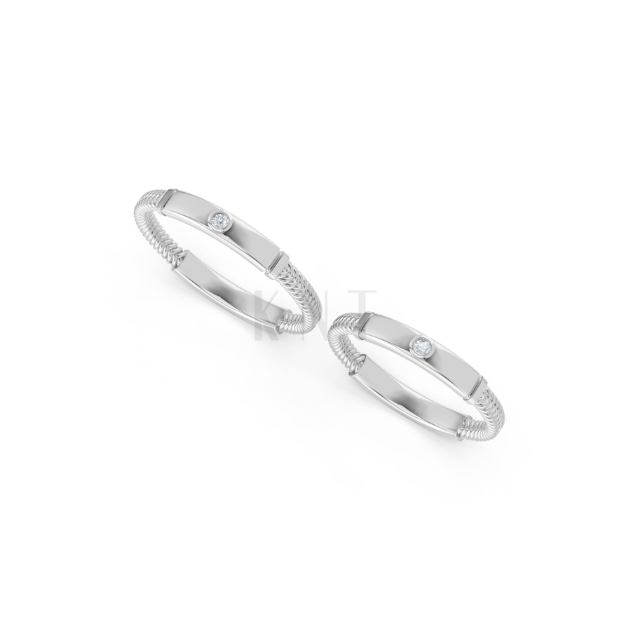 NHẪN CẶP VÀNG CV115 màu vàng trắng White Gold kiểu dáng cá tính, hiện đại