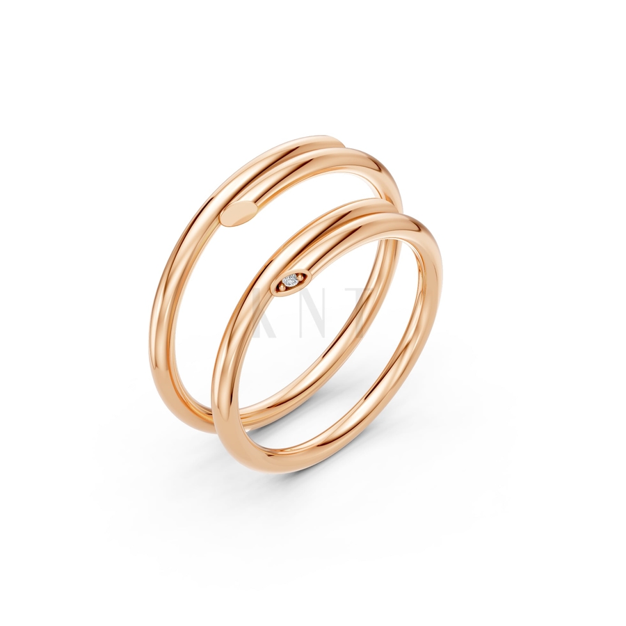 NHẪN CẶP VÀNG CV116 màu vàng hồng Rose Gold họa tiết ấn tượng, cá tính