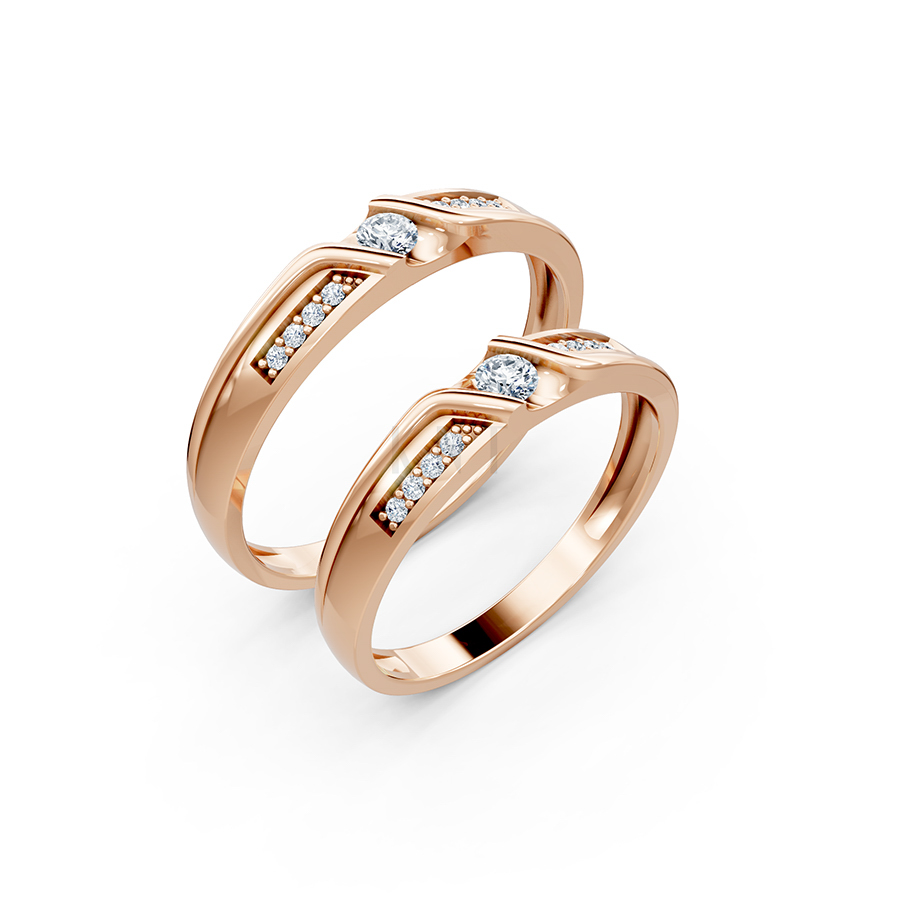 Nhẫn cưới A111 màu vàng hồng Rose Gold họa tiết ấn tượng, cá tính