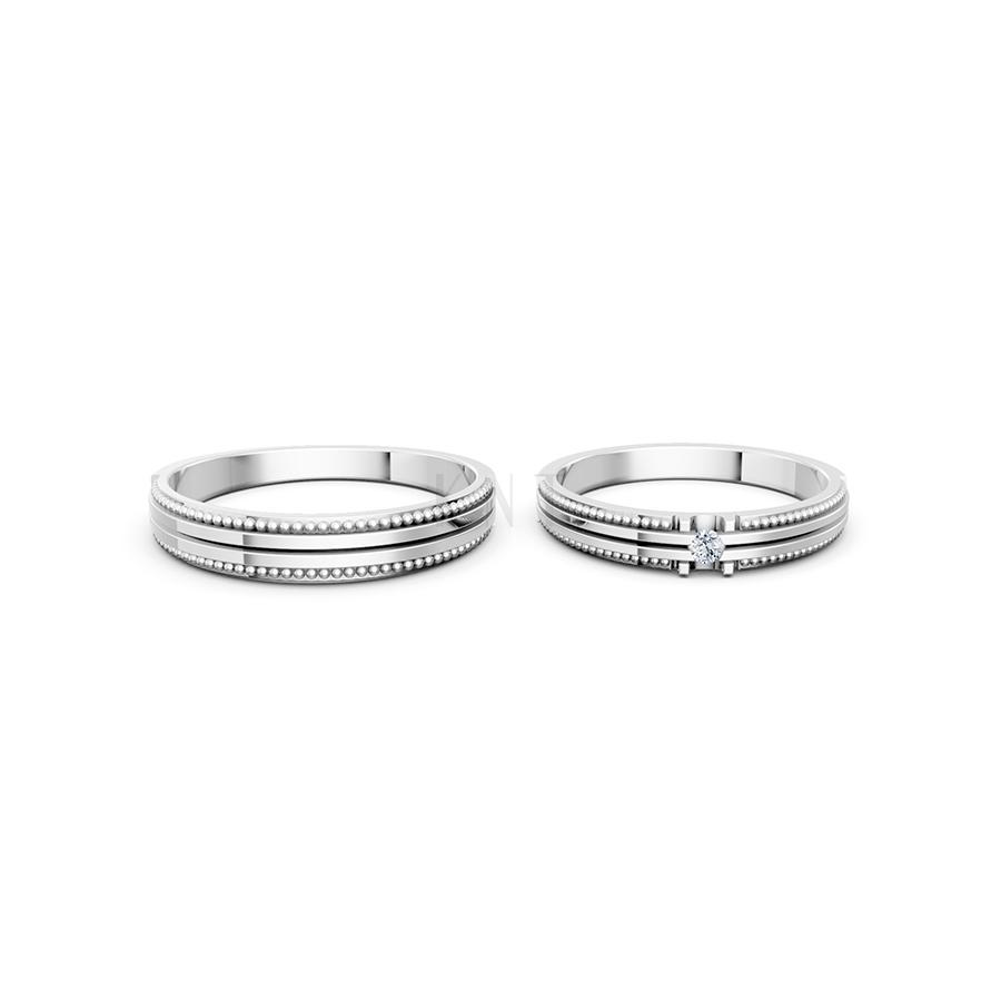 Nhẫn cưới A112 màu vàng trắng White Gold kiểu dáng cá tính, hiện đại