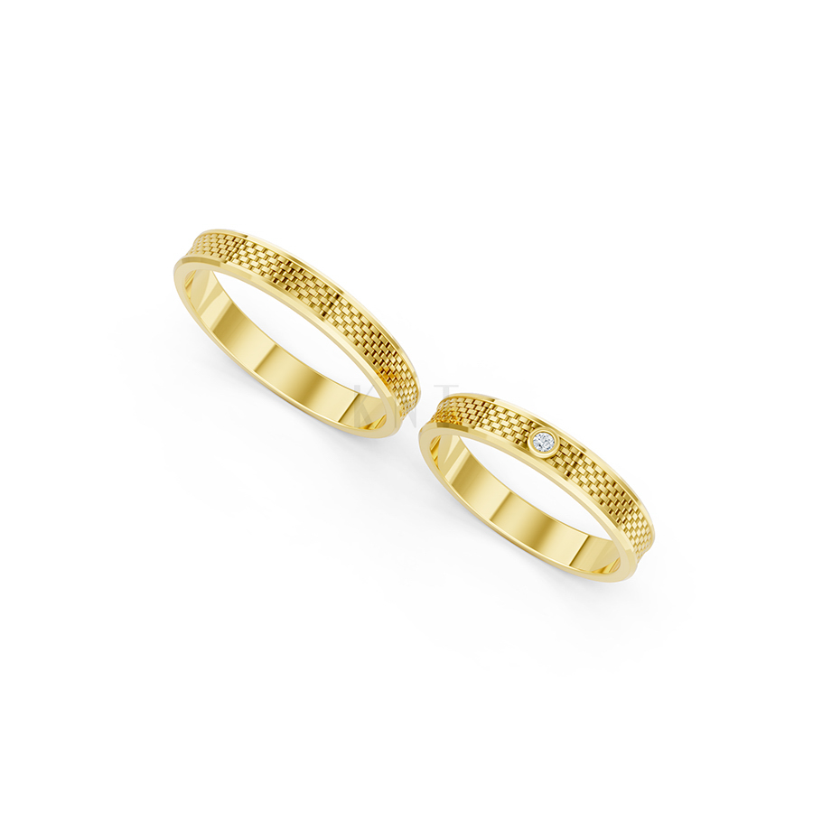 Nhẫn cưới A113 màu Vàng Gold vàng 10K/14K/18K/607 cao cấp, thanh lịch