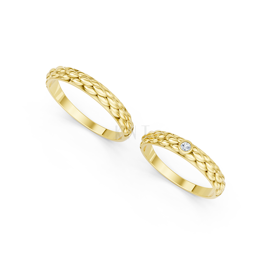 Nhẫn cưới A114 màu Vàng Gold thiết kế tinh xảo, độc đáo