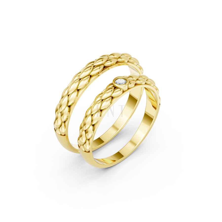 Nhẫn cưới A114 màu Vàng Gold thiết kế tinh tế, sang trọng