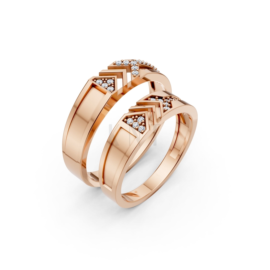 NHẪN CƯỚI A116 màu vàng hồng Rose Gold họa tiết ấn tượng, cá tính