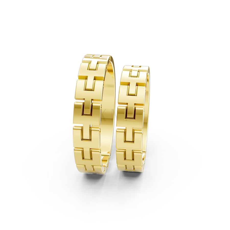 Nhẫn cưới A120 màu Vàng Gold thiết kế phá cách, sang trọng