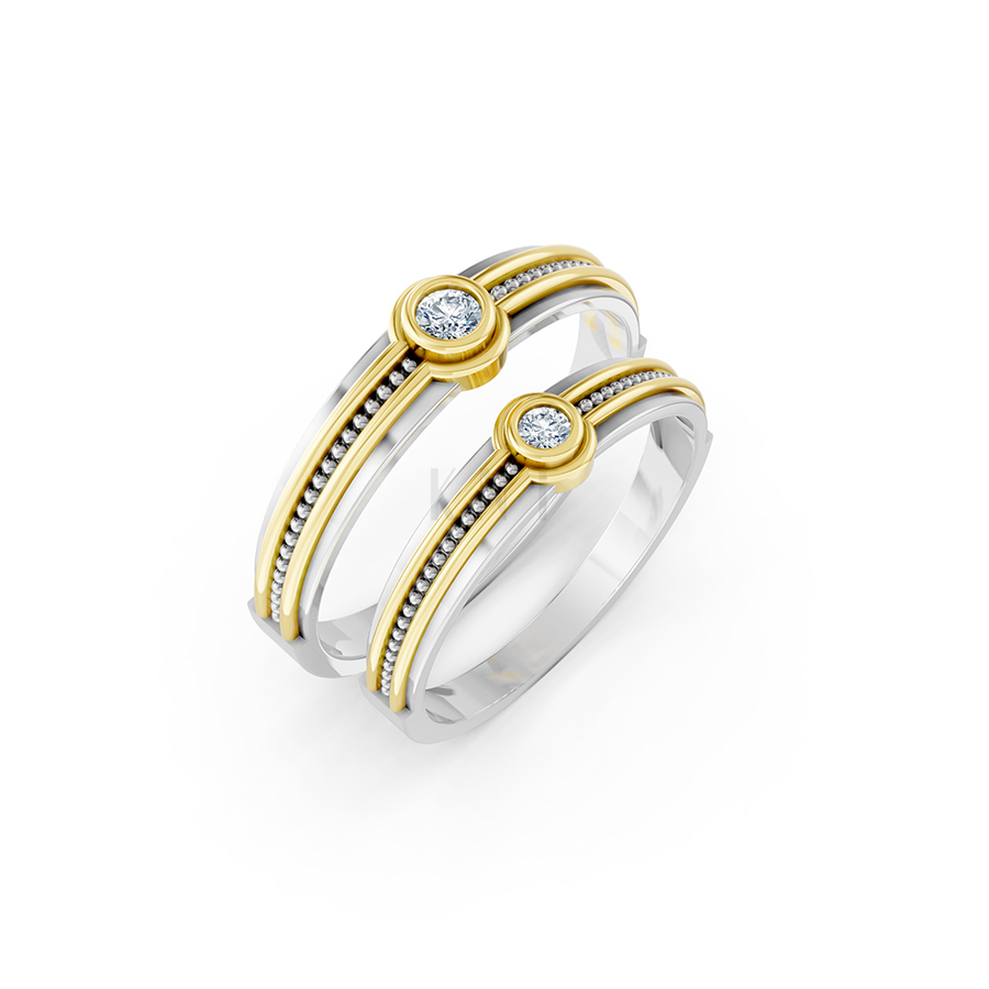 Nhẫn cưới A122 phối màu Dual Color họa tiết ấn tượng, cá tính