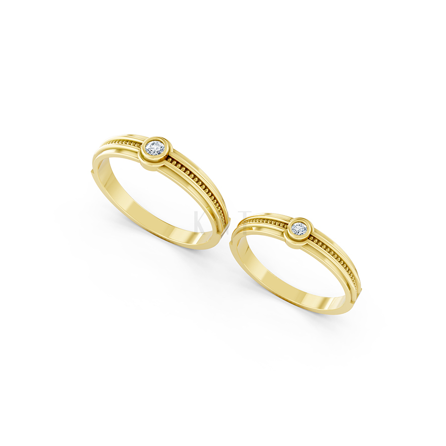 Nhẫn cưới A122 màu Vàng Gold thiết kế phá cách, sang trọng