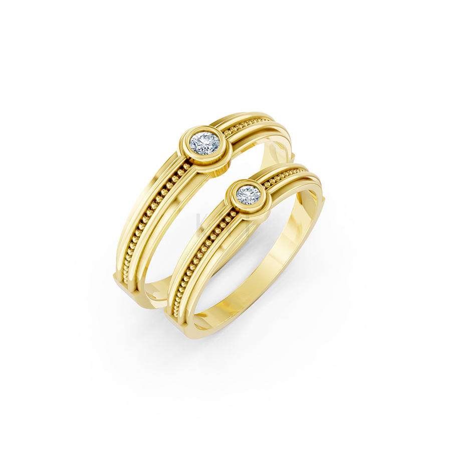 Nhẫn cưới A122 màu Vàng Gold thiết kế tinh tế, sang trọng