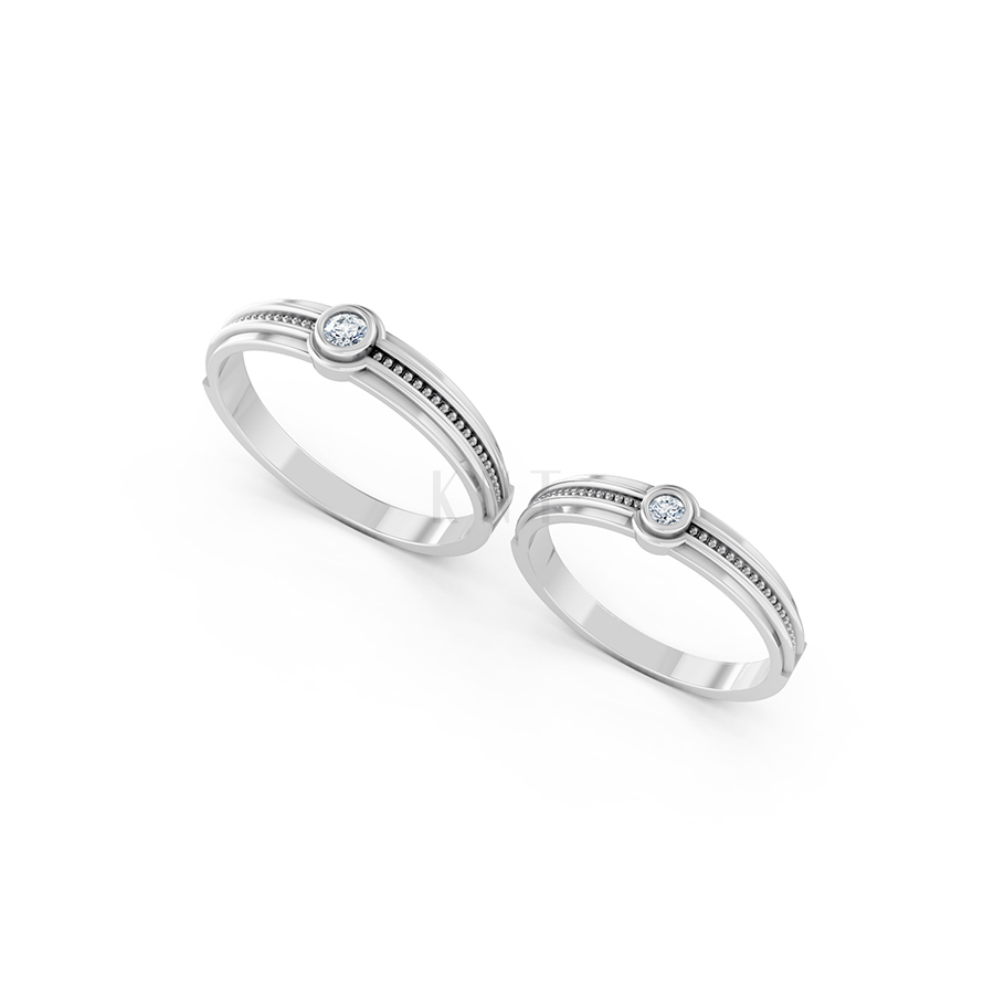 Nhẫn cưới A122 màu vàng trắng White Gold vàng sáng, đường nét sắc sảo, tinh tế